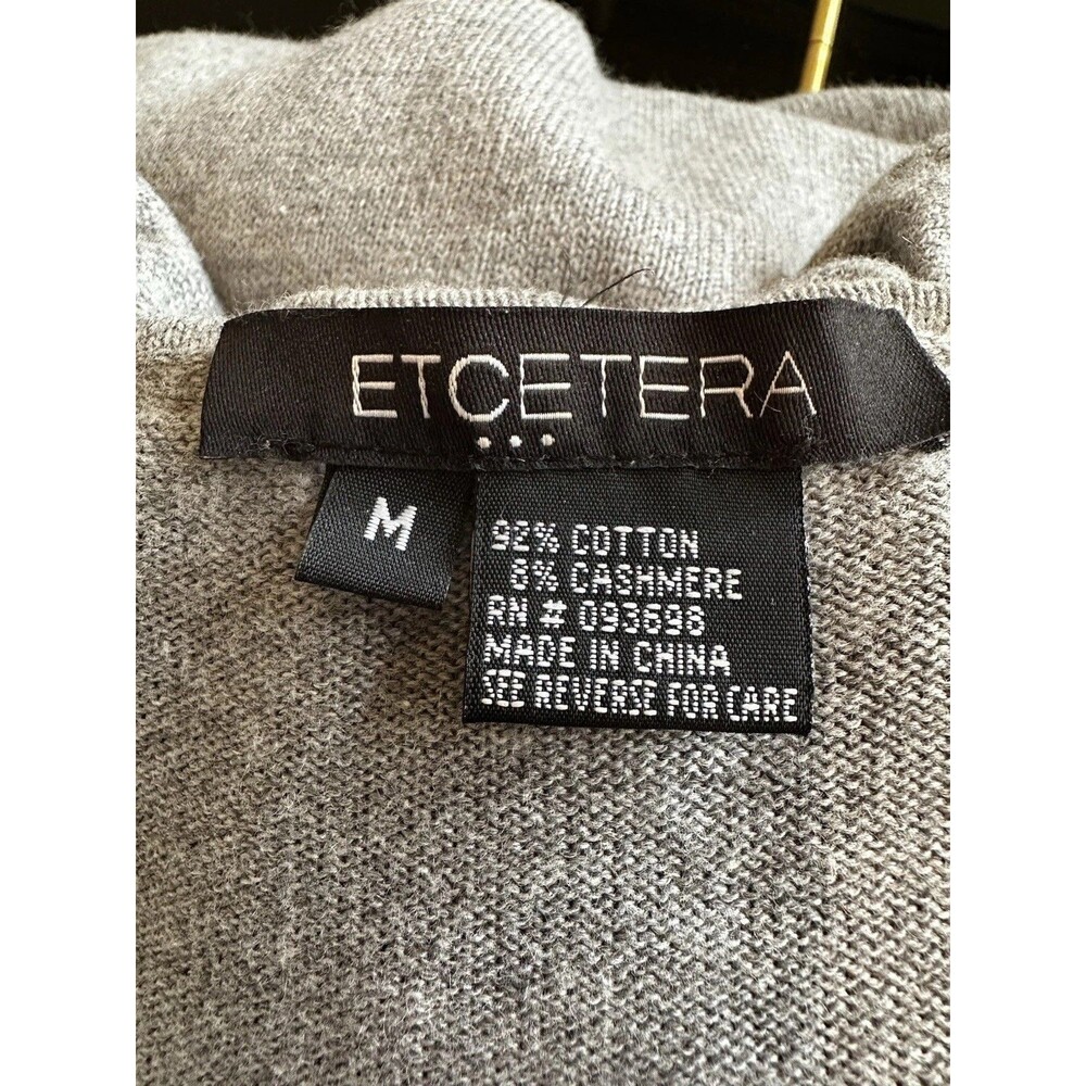 Etcetera Gray Cotton Cashmere Ruffled 2 Pockets Cardigan Sweater Size M - Picture 13 of 14